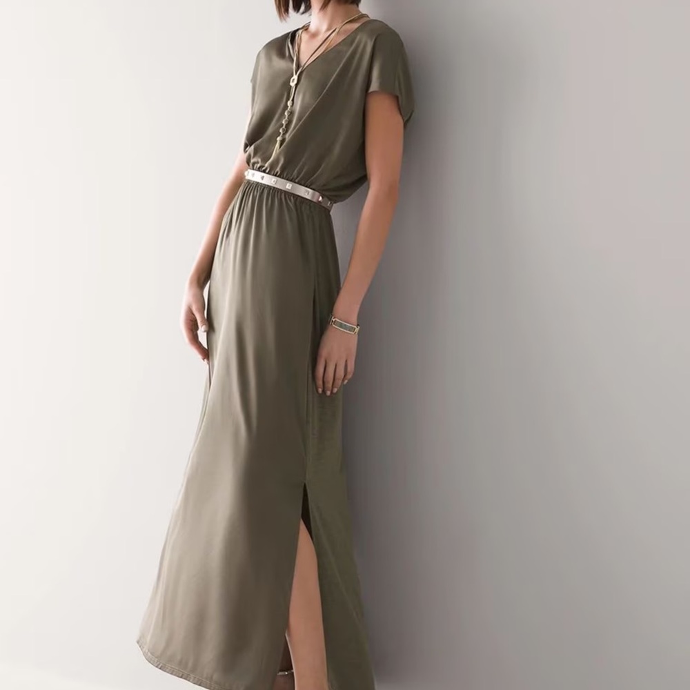 White House Black Market Green Sleeveless Dolman Maxi Dress